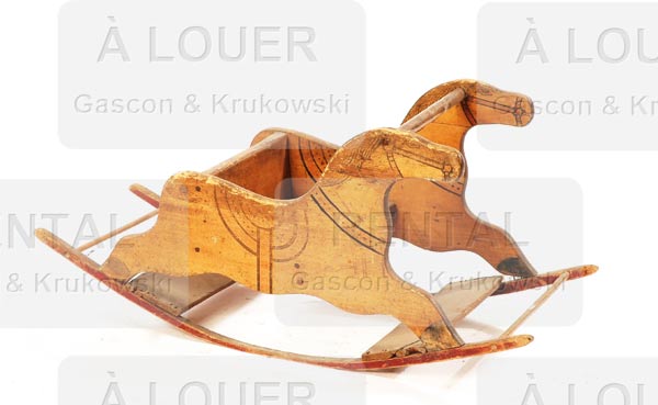 Jouet antique, cheval en bois à bascule