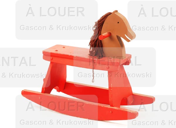 Jouet cheval en bois rouge à bascule