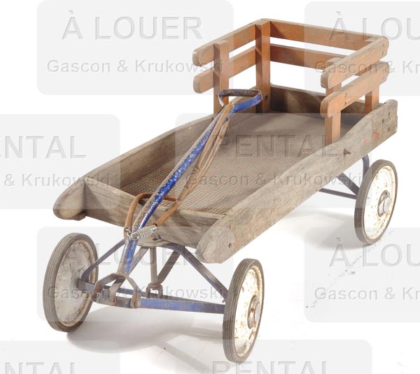 Chariot / traîneau d’enfant en bois avec dossier