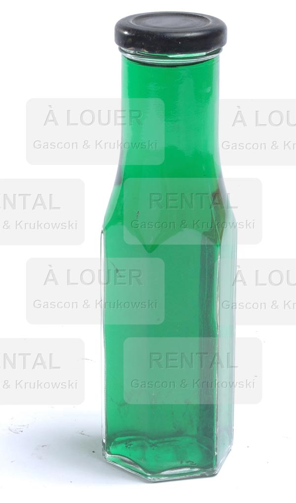 Bouteille en verre clair + liquide vert